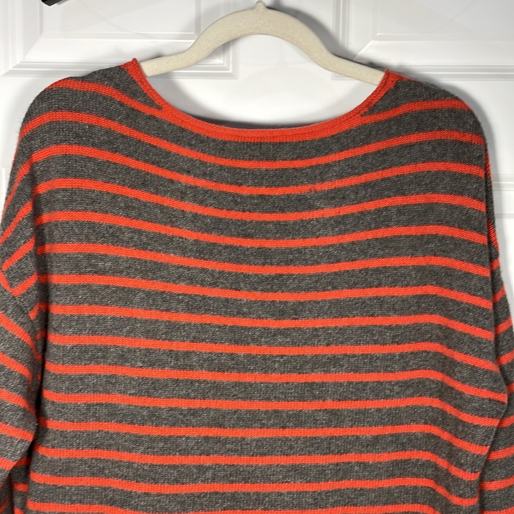 Eileen Fisher Wool Striped Sweater Size Medium 3/4 Sleeve Boxy Relaxed Boat Neck - Picture 8 of 13